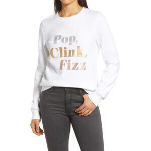 1901 Pop Clink Fizz Sweatshirt White Small Holiday Champagne New Years NWT